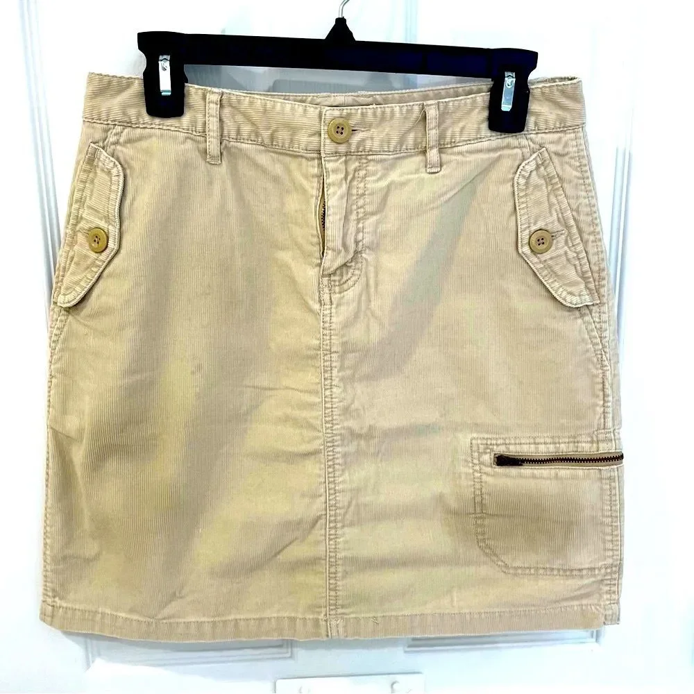 Eddie Bauer Tan Corduroy Utility Skirt Women’s Size 6